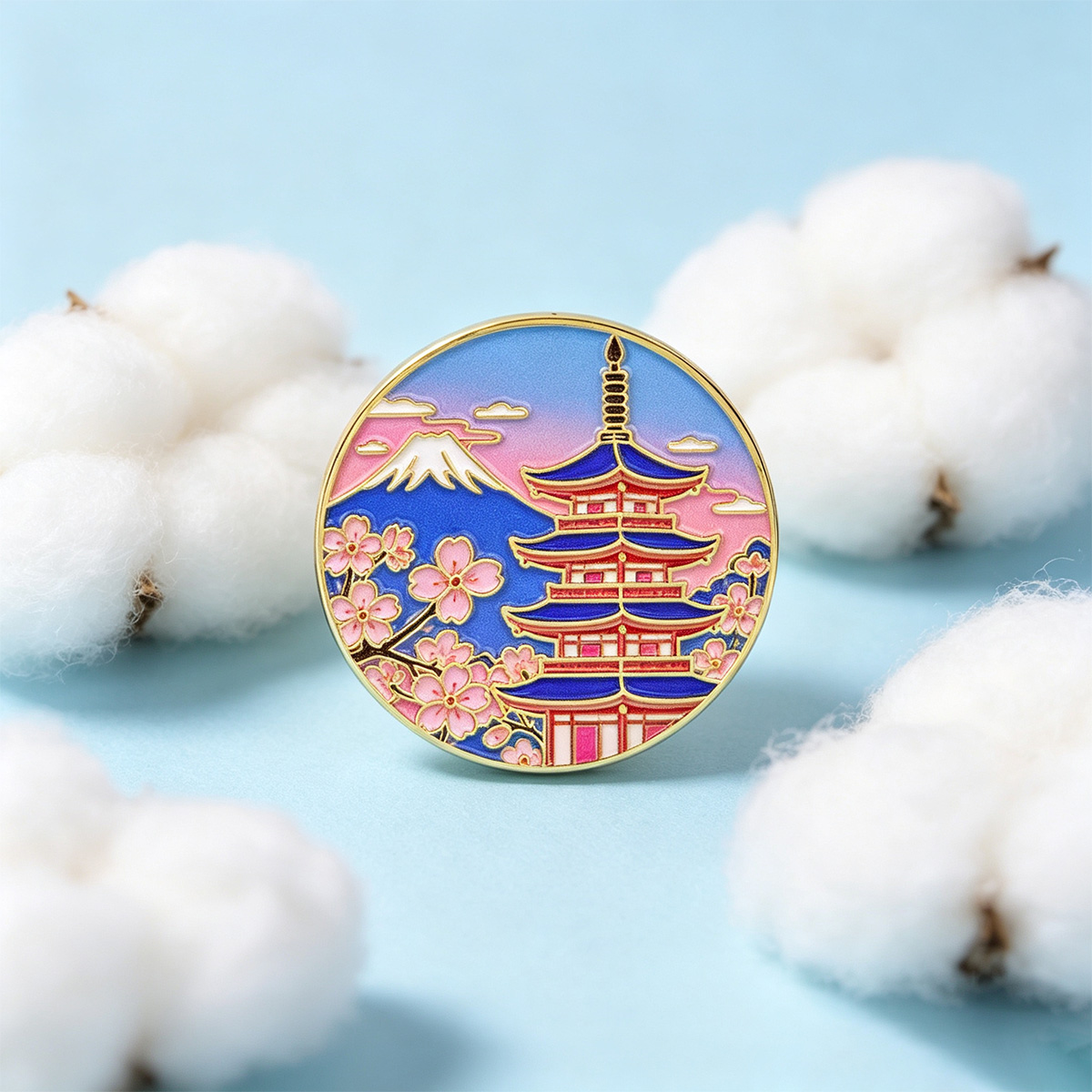 Travel Accessories Jewelry - 日本の桜のエナメルピン、ヴィンテージ風ラペルブローチ、美しい桜のバッジ、旅行愛好家のためのジュエリーギフト、バックパックの装飾