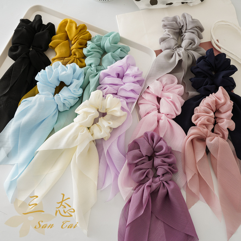 Travel Accessories Aesthetic - 1Pc ファッション 25 センチメートルシフォンロングリボンシュシュ女性女の子ポニーテールスカーフ弾性ヘアバンドネクタイホルダーヘアアクセサリー