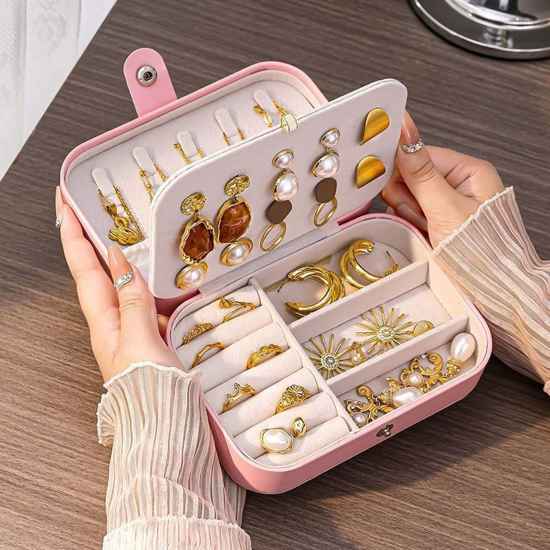 Travel Accessories Jewelry - 抗酸化ポータブルトラベルミニジュエリーボックス収納ホルダー（イヤリング、ネックレス、指輪、ブレスレット、アクセサリー用）