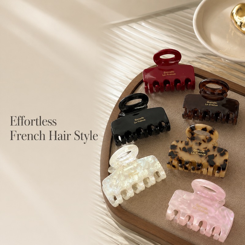 Travel Accessories Aesthetic - フランス製ミディアムヘアクロウクリップ、強力なホールド力、滑り止めアクリルヘアバレッタ、女性用デイリーオフィス旅行用ハーフアップスタイリングアクセサリー