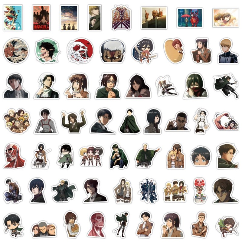 Luggage Cover Protector - 60枚入り 進撃の巨人 アニメステッカー かわいい 防水デカール DIYデコレーション
