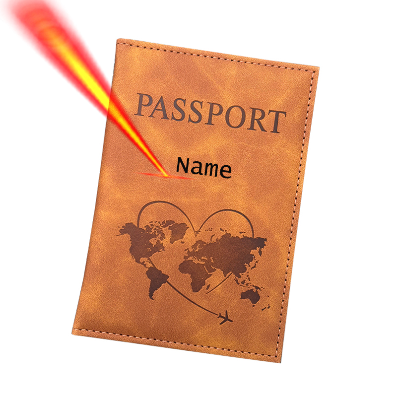 Travel Accessories Wallet - パーソナライズされた名前パスポートホルダー旅行財布刻印レザーカバー旅行ギフトトラベルアクセサリー女性男性用
