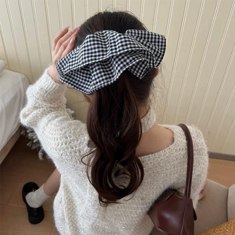 特大チェック柄ヘアネクタイ弾性バンド女性の新 2025 ハイ - Travel Accessories Aesthetic のレビューと価格
