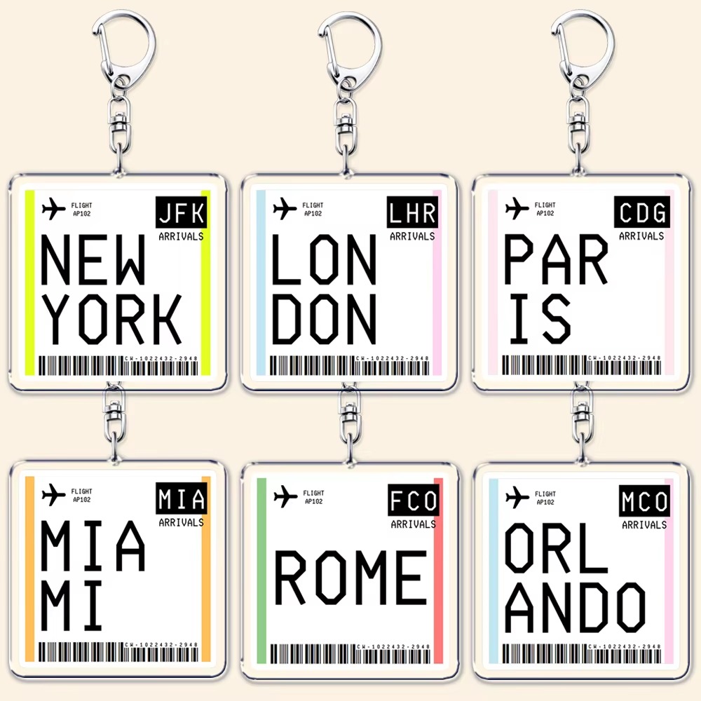 旅行用航空券、搭乗券、キーホルダー。ロンドン、パリ、東京、ニ - Travel Accessories Jewelry のレビューと価格